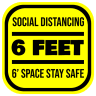 6ft Space Square Social Distancing Stickers - Social Distancing Stickers