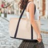 Blank Two Tone Cotton Canvas Tote Bags_Natural - Black - Custom