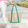 Blank Two Tone Cotton Canvas Tote Bags_Natural - Green - Totebags