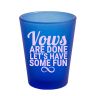1.75 Oz Frosted Blue Shot Glass with Pink Imprint Color - Bar