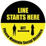 Line Starts Here Round Social Distancing Stickers - 6 Ft Social Distancing