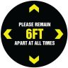 6ft At All Times Round Social Distancing Stickers - 6ft Apart