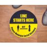 Line Starts Here Round Social Distancing Stickers - Stay Apart