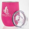 12 Oz. Laser Engraved Stainless Steel Wine Tumblers Pink - Engraved with Lid - Travel Mugs
