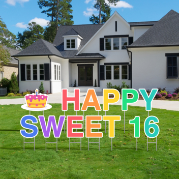 Pre-Packaged Happy Sweet 16 Yard Letters