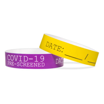 Custom COVID-19 Pre-Screened Tyvek Wristbands