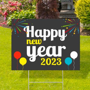 Happy New Year 2023 Fireworks Yard Signs