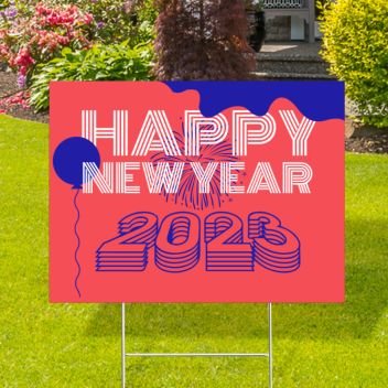 Happy New Year 2023 Retro Yard Signs