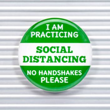 No Handshakes Social Distancing Pin Buttons