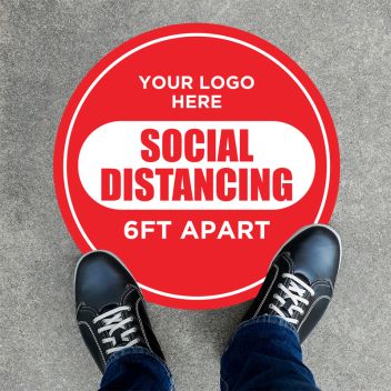 Social Distancing Round Floor Graphic Stickers
