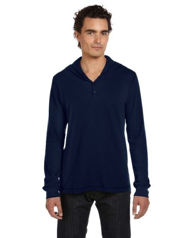 Bella Mens Thermal Long-Sleeve Henley Hoodie