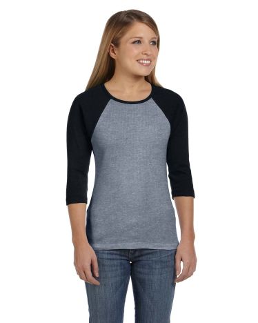 Bella Ladies Stretch Rib 3/4-Sleeve Contrast Raglan T-Shirt