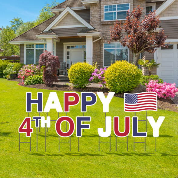 Pre-Packaged Happy 4th Of July Yard Letters