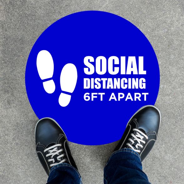6ft Apart Round Social Distancing Stickers