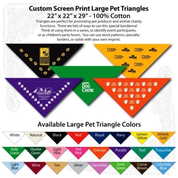 Custom Print Pet Triangle 22 X 22 X 29 Inch Large Bandannas