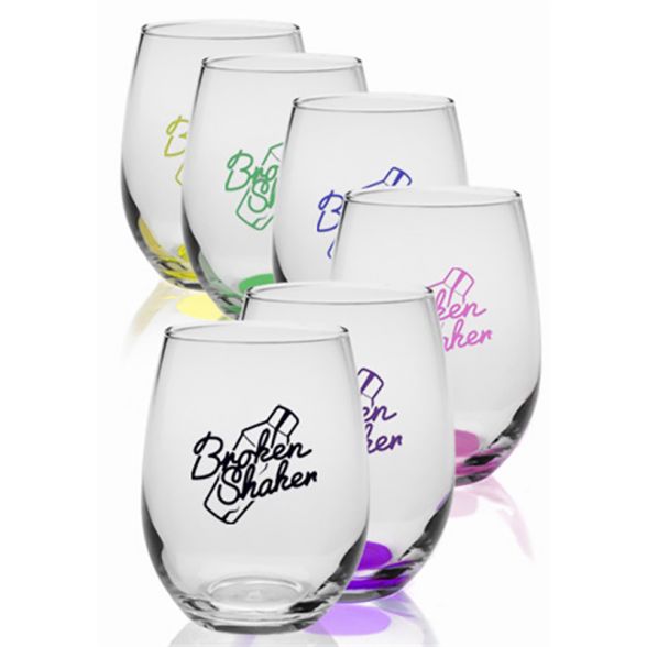 9 Oz. Libbey&reg; Stemless Wine Glasses - Full Color