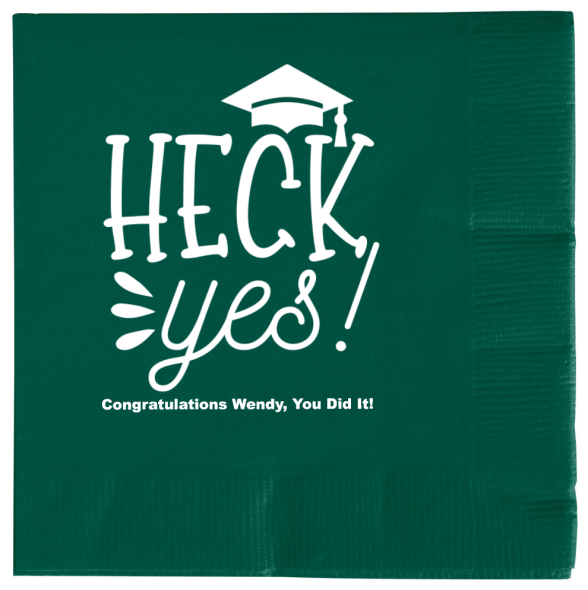 Customized Heck Yes Graduation 3ply Premium Beverage Napkins