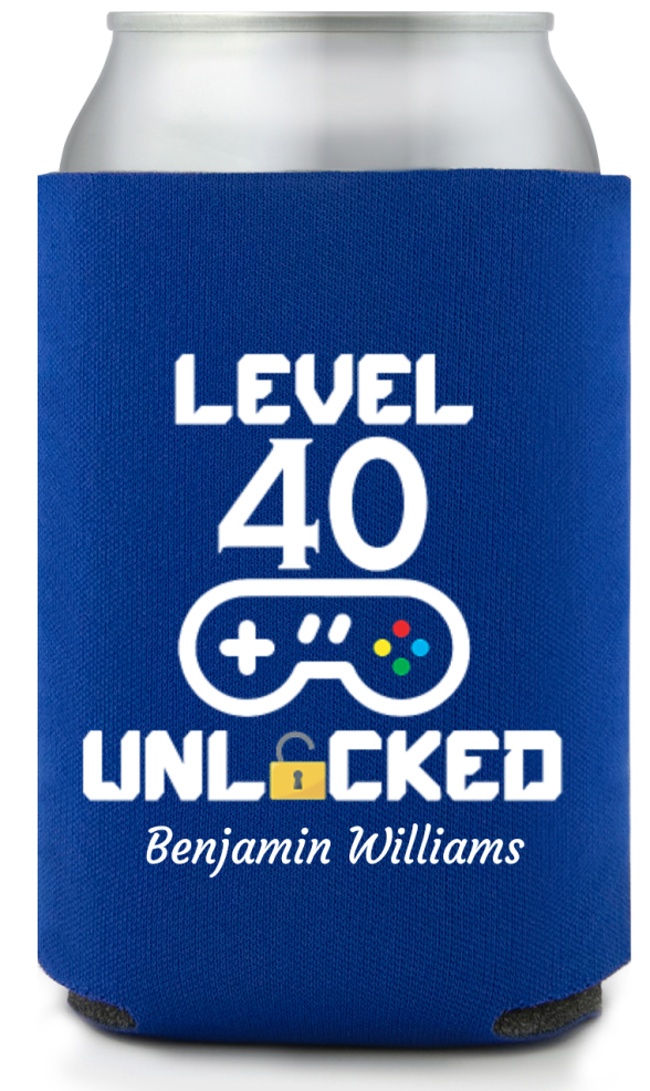 Level 40 Unlocked Birthday Full Color Can Coolers 40th Birthday level-40-unlocked-birthday-full-color-can-coolers-40th-birthday