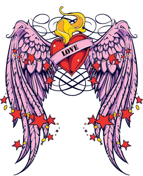 Winged Heart Temporary Tattoo