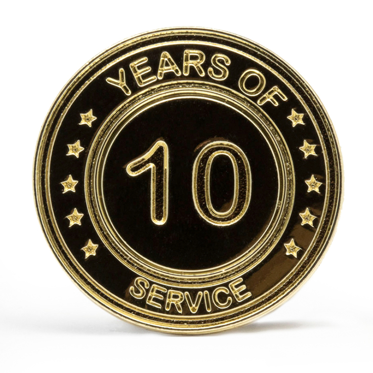 10 Years Of Service Stock Lapel Pins - Employer
