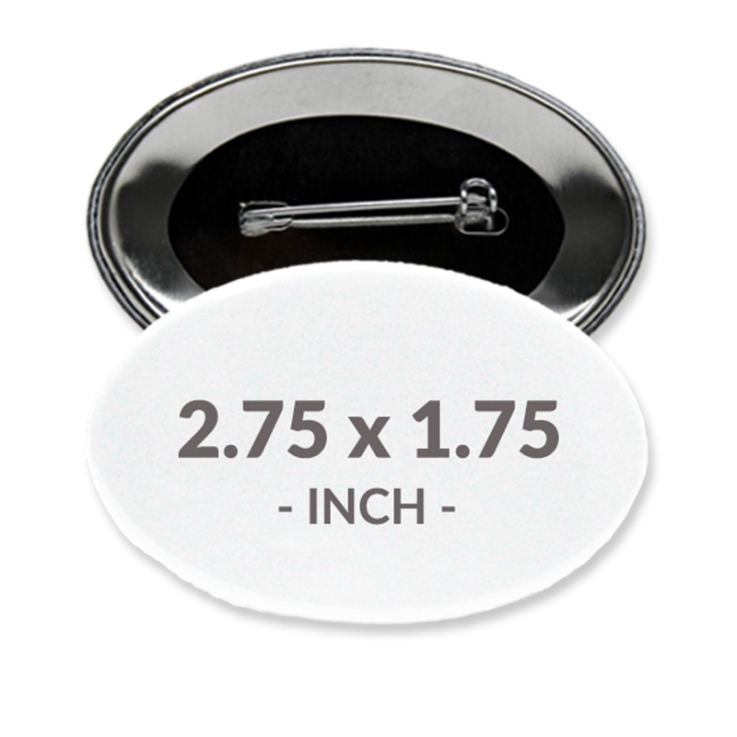 2.75 X 1.75 Inch Oval Custom Buttons - Imprint Buttons