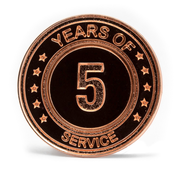 5 Years Of Service Stock Lapel Pins - Service