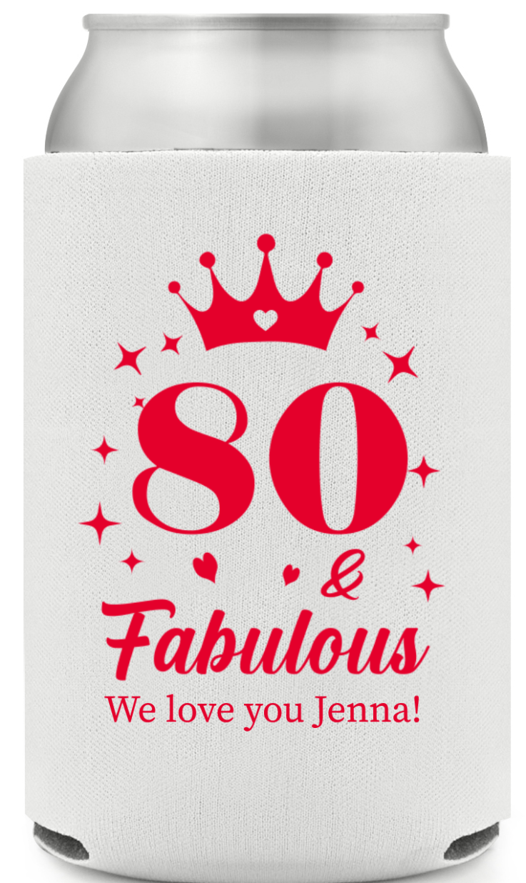 80 And Fabulous Birthday Full Color Can Coolers