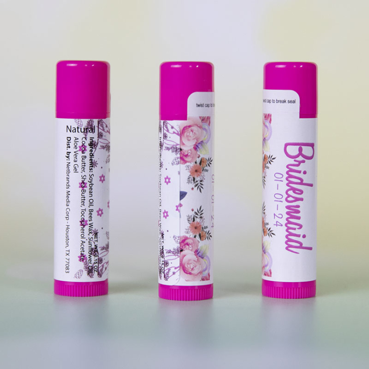Hot Pink Natural Beeswax Lip Balm with Full Imprint Colors - Sunscreen
