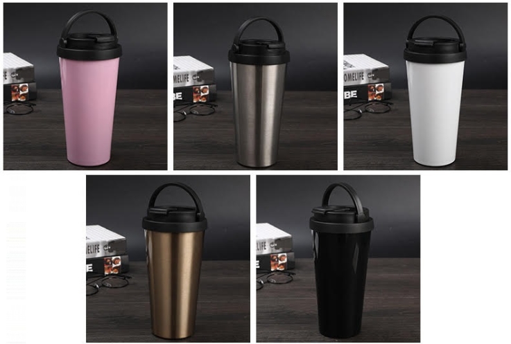 17 Oz. Custom Printed Travel Coffee Tumblers With Handle - Tumbler