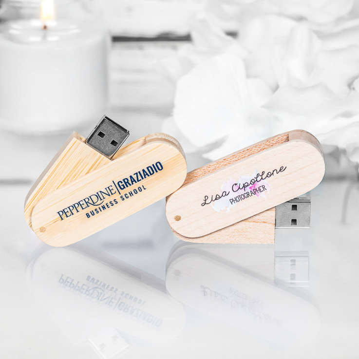 Custom Wood Swivel USB Flash Drives - Office