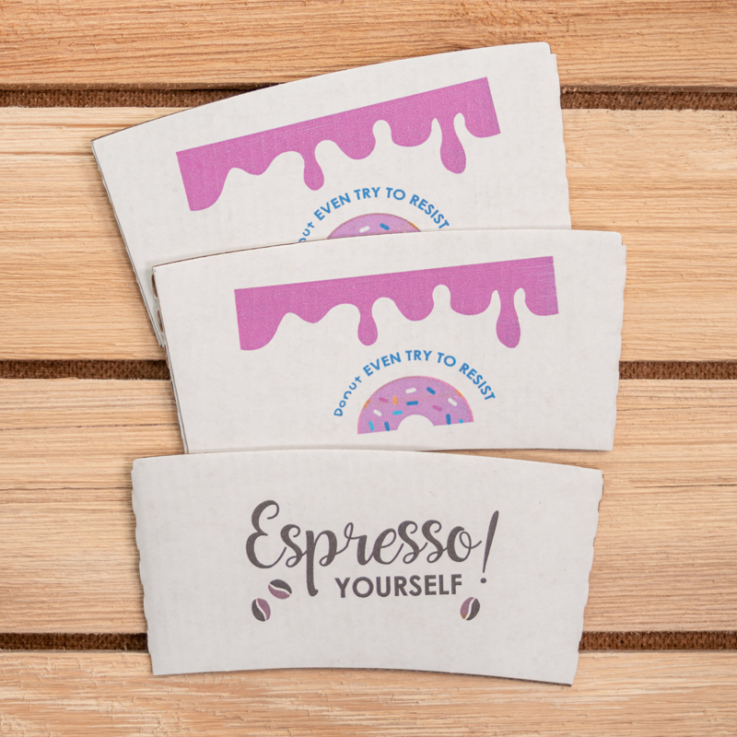 Custom Traditional White Cup Sleeves - Paper Cup Sleeves