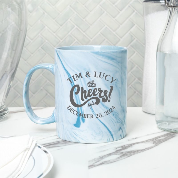 11oz Marble Coffee Mugs - Blue - Sublimation