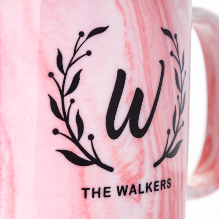 11oz Marble Coffee Mugs - Pink Details - Mug