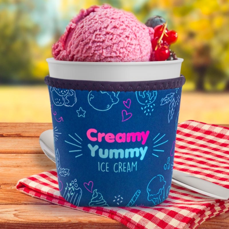 Full Color Neoprene Ice Cream Pint Sleeves - Ice Cream Cup Sleeves