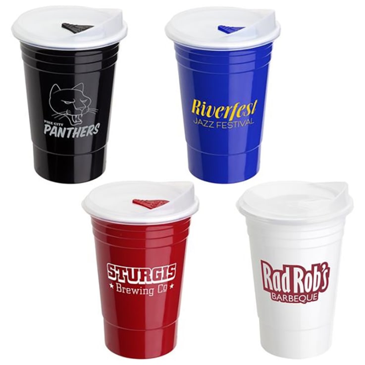 16 Oz. Fiesta Plastic Cup With Lid - 