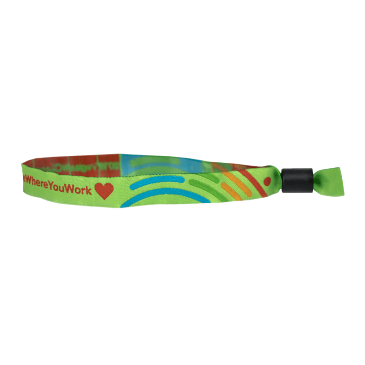 Custom Woven Cloth Wristbands with Barrel One - Way Secure Locking - 