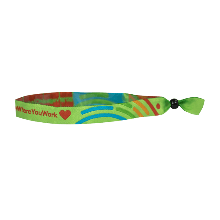 Custom Woven Cloth Wristbands with Bead Non Locking Adjustable - 