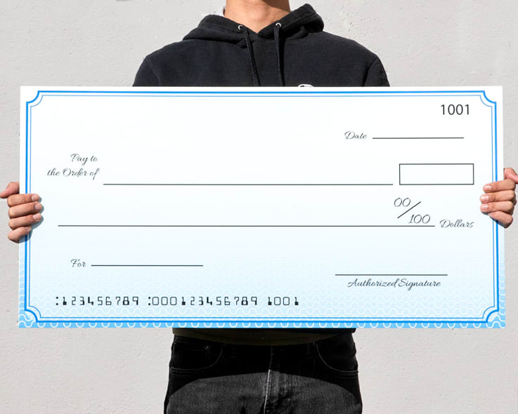 18 x 36 Inch Big Check_Blue - Lottery Checks