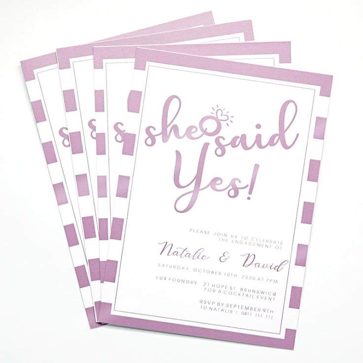 Custom Invitation Card with Metallic Pink Imprint - Imprint Invitation Card