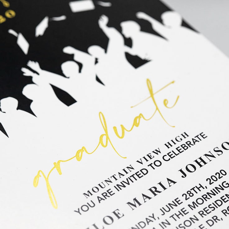 Custom Full Color 5 x 7 Inch Invitation Cards - Graduation (Metallic Gold Imprint) - Imprint Invitation Card