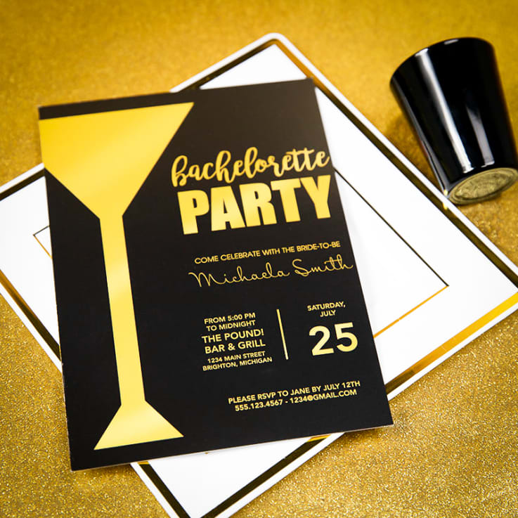 1_Custom Full Color 5 x 7 Inch Invitation Cards (Metallic Gold Imprint) - Imprint Invitation Card