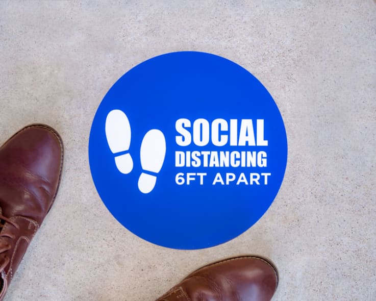 6ft Apart Round Social Distancing Stickers - Floor Stickers