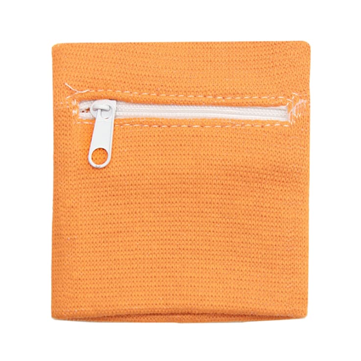 16. Zipper Sports Wristband Wallet Pouch Orange - Sweatband