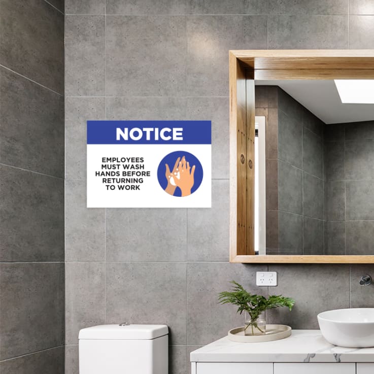 Employees Must Wash Hands Stickers - 6 Feet Social Distance