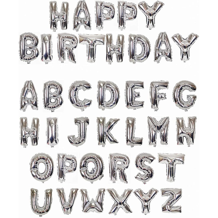 34 Inch Letter, Number, and Symbol Shaped Microfoil&reg; Balloons - Silver - Microfoil