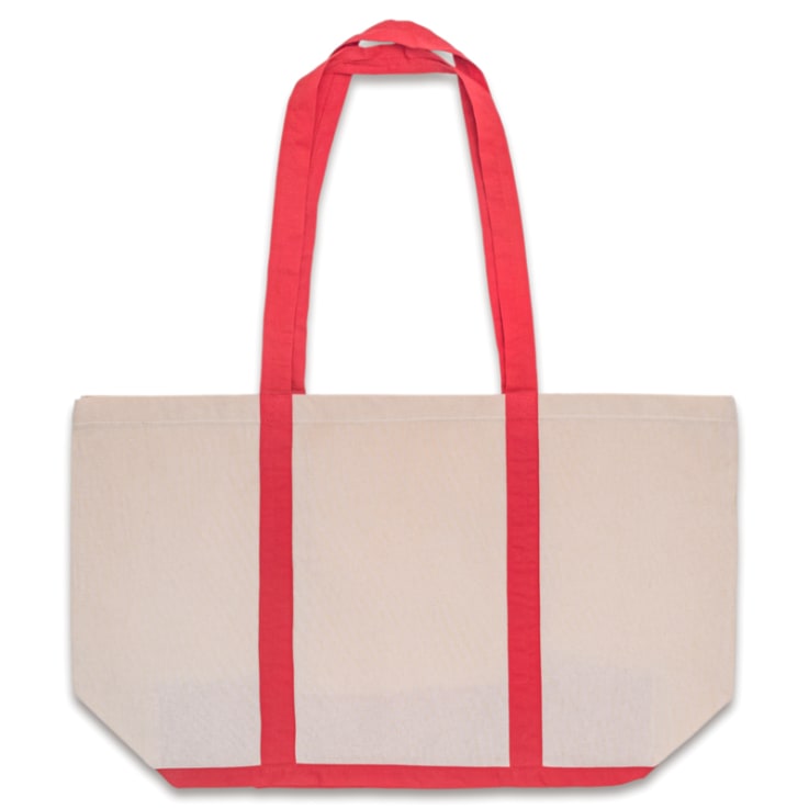 Blank Two Tone Cotton Canvas Tote Bags_Natural - Red - Cotton