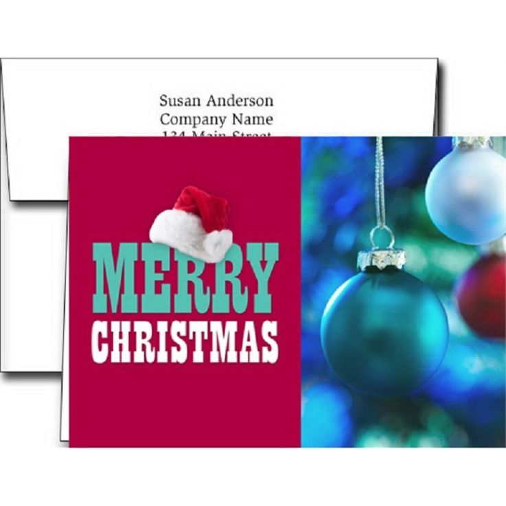 Christmas Hat Holiday Greeting Cards With Imprinted Envelopes - 
