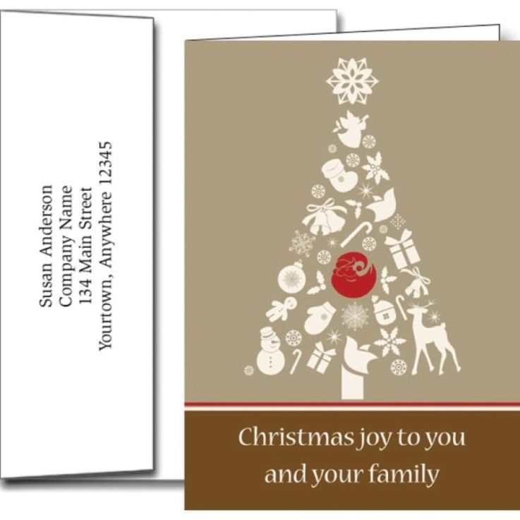 Christmas Tree Holiday Greeting Cards With Imprinted Envelopes - 