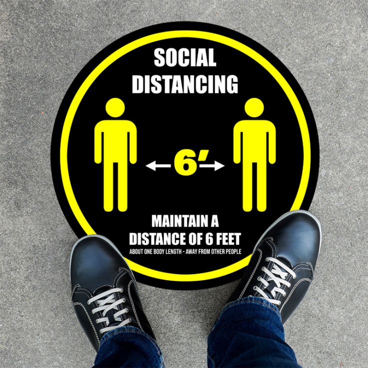 Distance Of 6ft Round Social Distancing Stickers - 6 Ft Social Distancing