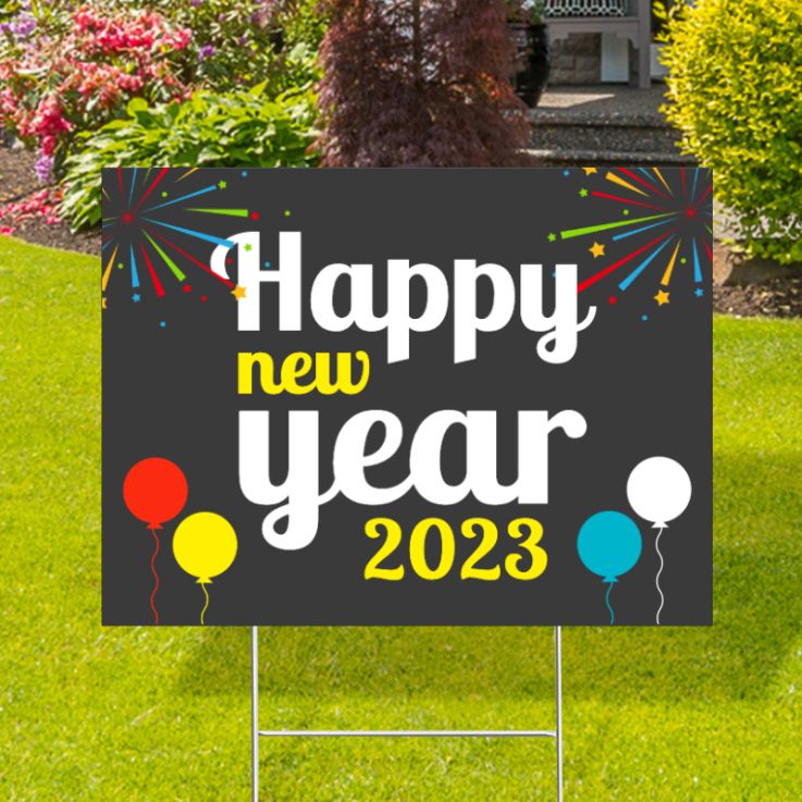 Happy New Year 2023 Fireworks Yard Signs - Goodbye